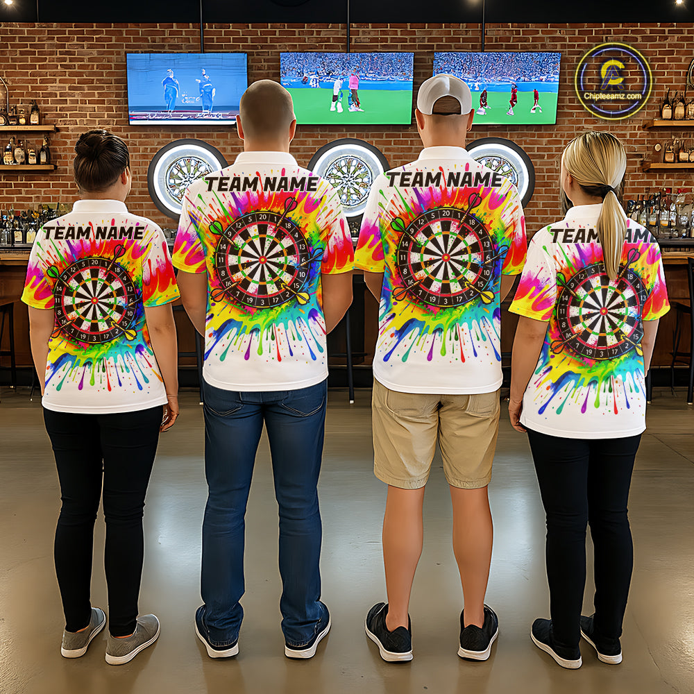 Personalized Colorful Darts Jersey Polo & 1/4 Zip For Women Custom Darts Team Shirt Dart Gift |White TDM7781