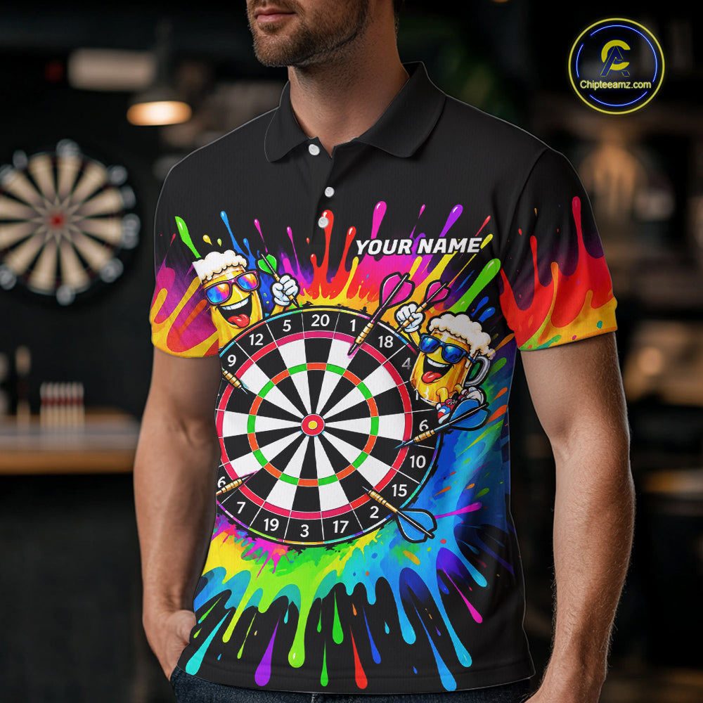 Personalized Colorful Beer Darts Jersey Aim Shoot Swear Repeat Darts Team Shirt For Men Dart Gift TDM7782