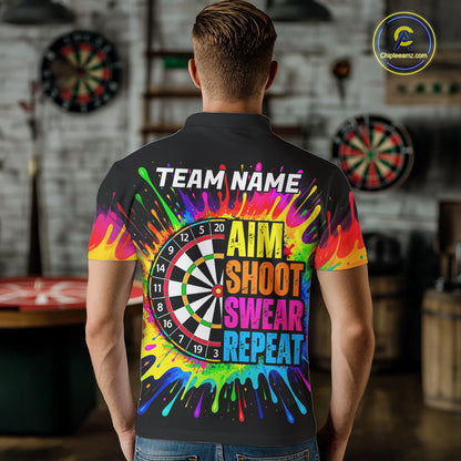 Personalized Colorful Beer Darts Jersey Aim Shoot Swear Repeat Darts Team Shirt For Men Dart Gift TDM7782