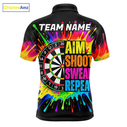 Personalized Colorful Beer Darts Jersey Aim Shoot Swear Repeat Darts Team Shirt For Men Dart Gift TDM7782