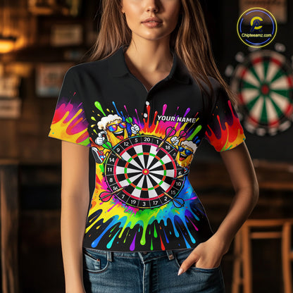 Personalized Colorful Beer Darts Jersey Aim Shoot Swear Repeat Darts Team Shirt For Women Dart Gift TDM7782