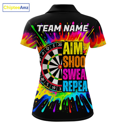Personalized Colorful Beer Darts Jersey Aim Shoot Swear Repeat Darts Team Shirt For Women Dart Gift TDM7782