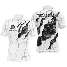 Load image into Gallery viewer, Personalized Skull White Grunge Darts Polo And Quarter-Zip Shirts For Men Custom Dart Team Jerseys TDM2922