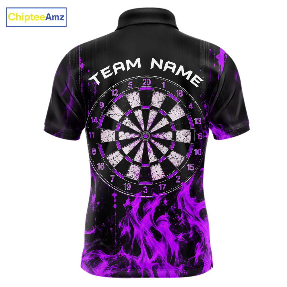 Purple Flaming Skull Grim Reaper Dartboard Jersey Custom Darts Team Shirts Polo & 1/4 Zip For Men TDM8130