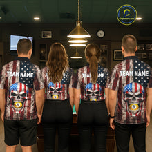 Load image into Gallery viewer, Vintage American Flag Skull 8 Ball 9 Ball Billiard Shirt For Women Custom Patriotic Pool Team Jersey TDM5656