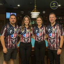 Load image into Gallery viewer, Vintage American Flag Skull 8 Ball 9 Ball Billiard Shirt For Women Custom Patriotic Pool Team Jersey TDM5656