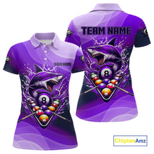 Load image into Gallery viewer, Personalized Purple Pool Ball Shark Billiard Shirts For Women Custom Team League Billiard Jerseys TDM3842