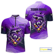 Load image into Gallery viewer, Personalized Purple Pool Ball Shark Billiard Shirts For Men Custom Team League Billiard Jerseys TDM3842