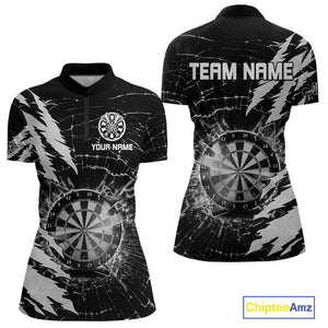 White Black Darts Board Break Glass Custom Dart Shirts For Women, Darts Team Shirts Dart Jersey TDM4522