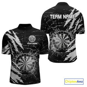White Black Darts Board Break Glass Custom Dart Shirts For Men, Darts Team Shirts Dart Jersey TDM4522