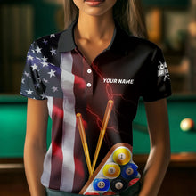 Load image into Gallery viewer, Personalized American Flag 8 Ball Pool Smoke Women Billiard Shirt Patriotic Lightning Billiard Jersey TDM3382