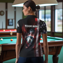 Load image into Gallery viewer, Personalized American Flag 8 Ball Pool Smoke Women Billiard Shirt Patriotic Lightning Billiard Jersey TDM3382