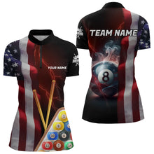 Load image into Gallery viewer, Personalized American Flag 8 Ball Pool Smoke Women Billiard Shirt Patriotic Lightning Billiard Jersey TDM3382