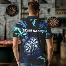 Load image into Gallery viewer, Personalized Blue 3D Tiger Thunder Lightning Dart Shirts For Men Custom Darts League Jerseys TDM3384