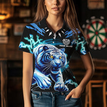 Load image into Gallery viewer, Personalized Blue 3D Tiger Thunder Lightning Dart Shirts For Women Custom Darts League Jerseys TDM3384