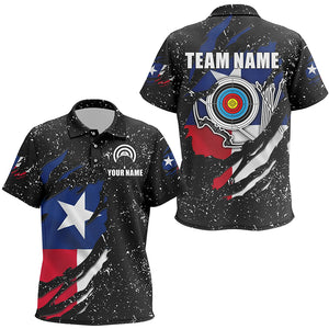 Grunge Texas Flag Target Archery Sets Kid Polo Shirts Custom Patriotic Archery Jersey Attire TDM1386