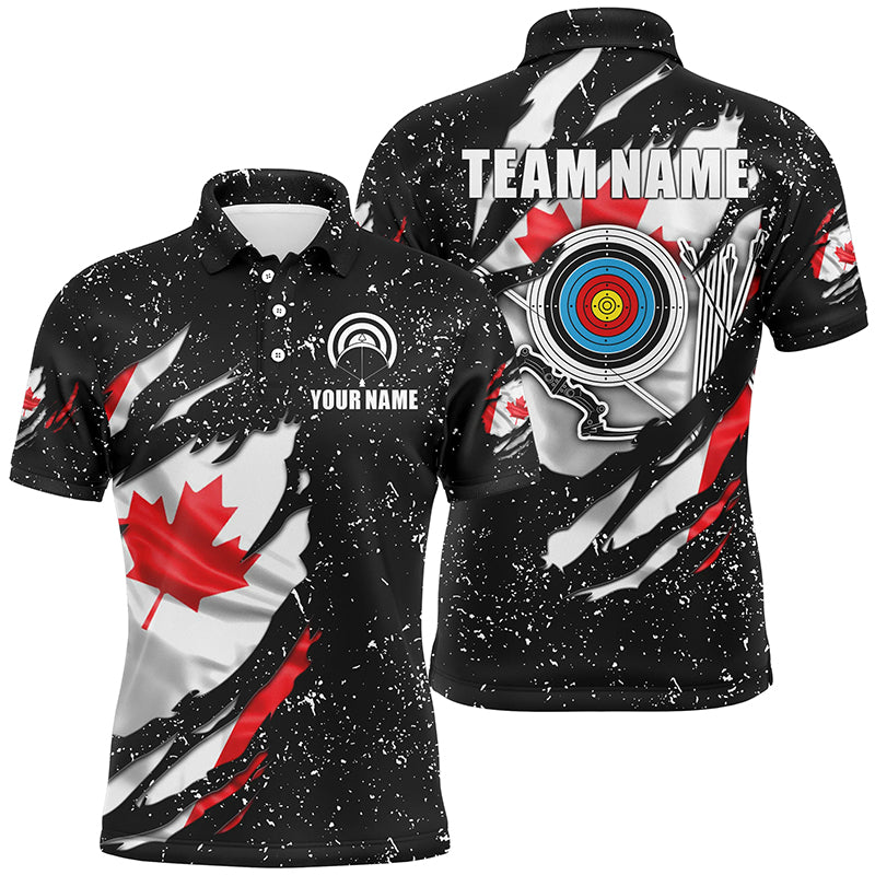 Grunge Canada Flag Target Archery Sets Men Polo Shirts Custom Patriotic Archery Jersey Attire TDM1387