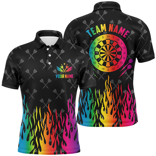 Personalized Dartboard Colorful Fire Flame Darts Men Polo Shirts Custom Unique Darts Team Jersey TDM1393