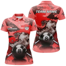 Load image into Gallery viewer, Personalized 8 Ball Pool Smoke Custom Red Camo Women Billiard Shirts, Billiard Snooker Outfits TDM1967