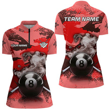 Load image into Gallery viewer, Personalized 8 Ball Pool Smoke Custom Red Camo Women Billiard Shirts, Billiard Snooker Outfits TDM1967