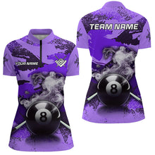 Load image into Gallery viewer, Personalized 8 Ball Pool Smoke Custom Purple Camo Women Billiard Shirts, Billiard Snooker Outfit TDM1968