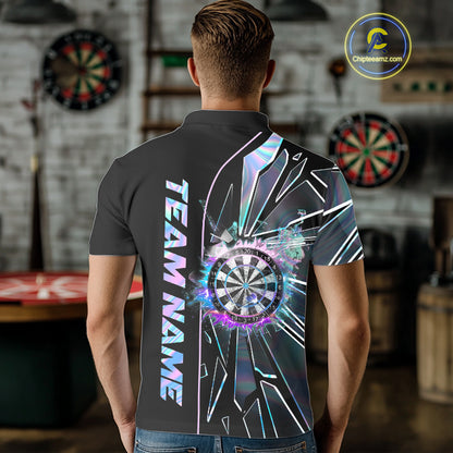 Personalized Holographic Break Glass Mens Dart Shirts Custom Darts Jersey Team Polo & 1/4 Zip TDM5157
