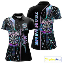 Load image into Gallery viewer, Personalized Holographic Break Glass Womens Dart Shirts Custom Darts Jersey Team Polo &amp; 1/4 Zip TDM5157