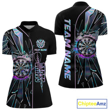 Load image into Gallery viewer, Personalized Holographic Break Glass Womens Dart Shirts Custom Darts Jersey Team Polo &amp; 1/4 Zip TDM5157