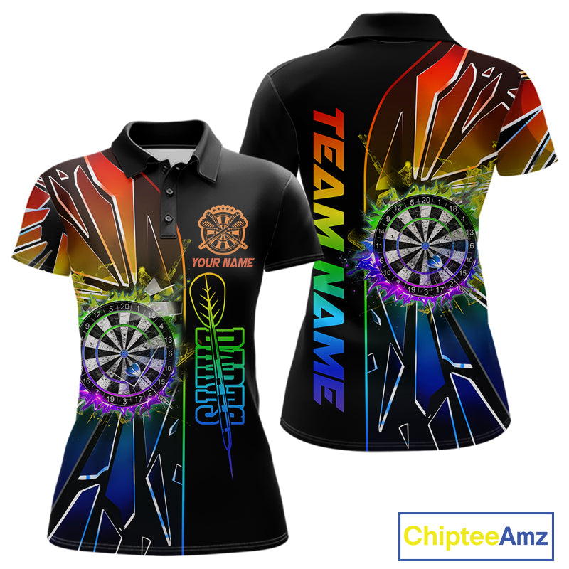 Personalized Rainbow Colorful Break Glass Womens Dart Shirts Custom Darts Jersey Team Polo & 1/4 Zip TDM5158