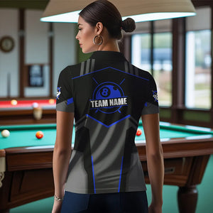 Billiard Jerseys For Women Custom Polo & Quarter-Zip Billiard Shirts, Team Pooler Short Sleeve |Blue TDM3385