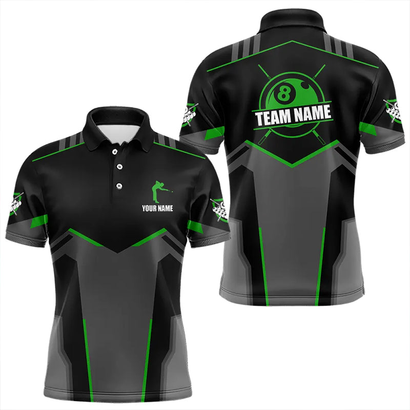 Billiard Jerseys For Men Custom Polo & Quarter-Zip Billiard Shirts, Team Pooler Short Sleeve |Green TDM3386