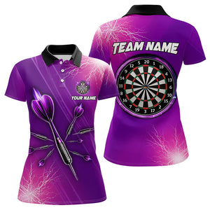 Purple Thunder Lightning Light Darts Polo & Quarter Zip Custom Darts Shirts For Women Darts Jerseys TDM3391