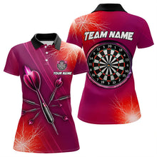 Load image into Gallery viewer, Red Thunder Lightning Light Darts Polo &amp; Quarter Zip Custom Darts Shirts For Women Darts Jerseys TDM3392