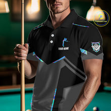 Load image into Gallery viewer, Holographic 8 Ball Billiard Jersey For Men Custom Polo &amp; 1/4 Zip Billiard Shirts, Pool Team Shirt TDM5882