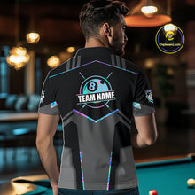Load image into Gallery viewer, Holographic 8 Ball Billiard Jersey For Men Custom Polo &amp; 1/4 Zip Billiard Shirts, Pool Team Shirt TDM5882