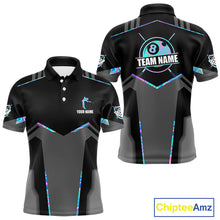 Load image into Gallery viewer, Holographic 8 Ball Billiard Jersey For Men Custom Polo &amp; 1/4 Zip Billiard Shirts, Pool Team Shirt TDM5882