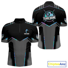 Load image into Gallery viewer, Holographic 8 Ball Billiard Jersey For Men Custom Polo &amp; 1/4 Zip Billiard Shirts, Pool Team Shirt TDM5882