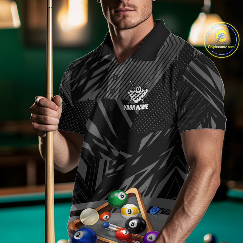 Black 8 Ball Billiard Shirt For Men Custom Billiard Tournament Pool Team Jersey Polo & 1/4 Zip TDM6023