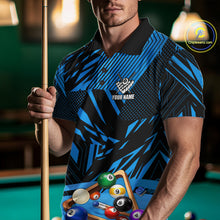 Load image into Gallery viewer, Blue 8 Ball Billiard Shirt For Men Custom Billiard Tournament Pool Team Jersey Polo &amp; 1/4 Zip TDM6024