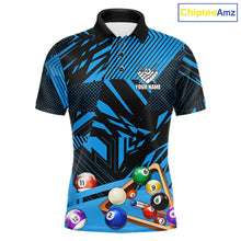 Load image into Gallery viewer, Blue 8 Ball Billiard Shirt For Men Custom Billiard Tournament Pool Team Jersey Polo &amp; 1/4 Zip TDM6024