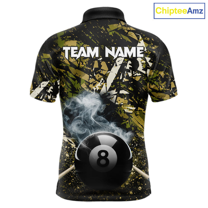 Custom Green Camo 8 Ball Pool Smoke Billiard Shirt For Men, Billiard Team Jersey Polo & 1/4 Zip TDM6032