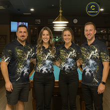 Load image into Gallery viewer, Custom Green Camo 8 Ball Pool Smoke Billiard Shirt For Men, Billiard Team Jersey Polo &amp; 1/4 Zip TDM6032