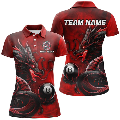 Personalized Billiard Dragon 8 Ball Pool Shirts For Women Custom Red Team League Billiard Jerseys TDM1972