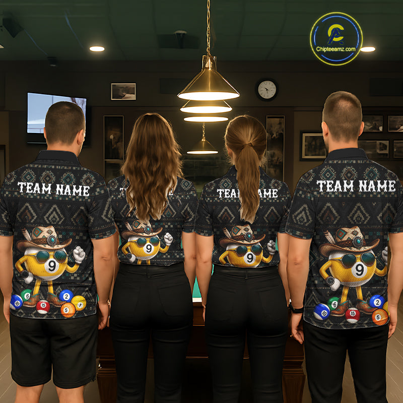 Funny Cowboy 9 Ball Pool Tribal Billiard Shirts For Women Custom Billiard Jersey, Pool Player Gift TDM7811