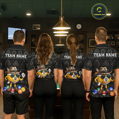 Funny Cowboy 9 Ball Pool Tribal Billiard Shirts For Women Custom Billiard Jersey, Pool Player Gift TDM7811
