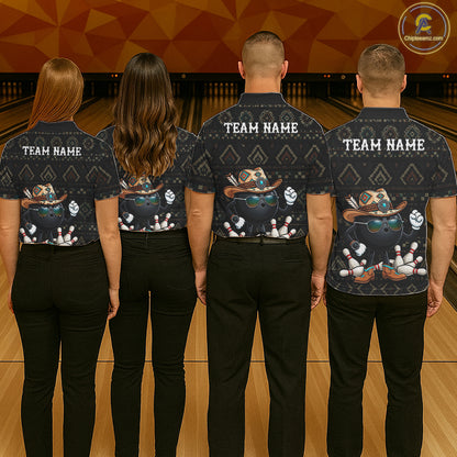 Funny Cowboy Tribal Pattern Bowling Shirts For Men Custom Bowling Team Jersey Polo & Quarter Zip TDM7812
