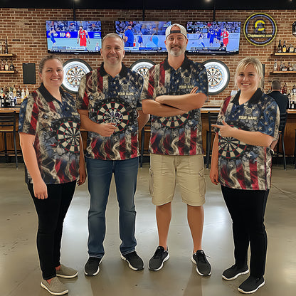 Vintage American Flag Aim Shoot Swear Repeat Darts Shirt For Men Custom Patriotic Darts Jersey TDM7815
