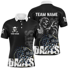 Load image into Gallery viewer, Custom Black White Death Skeleton Grunge Dart Shirts For Men, Scary Dart Team Jerseys Uniform TDM2952