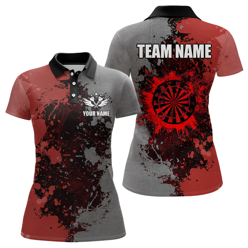 Personalized Darts Paint Red And Grey Dart Shirts For Women Custom Grunge Dart Team Jerseys TDM3178