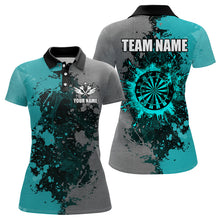 Load image into Gallery viewer, Personalized Darts Paint Turquoise And Grey Dart Shirts For Women Custom Grunge Dart Team Jerseys TDM3179